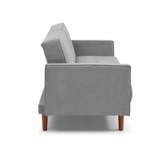 Slumber Linen Effect 3 Seater Sofa Bed In Grey With Wooden Frame