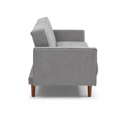 Slumber Linen Effect 3 Seater Sofa Bed In Grey With Wooden Frame