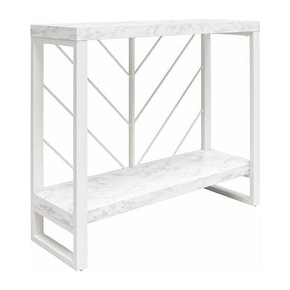 Brielle Wooden Console Table In White Faux Marble Effect