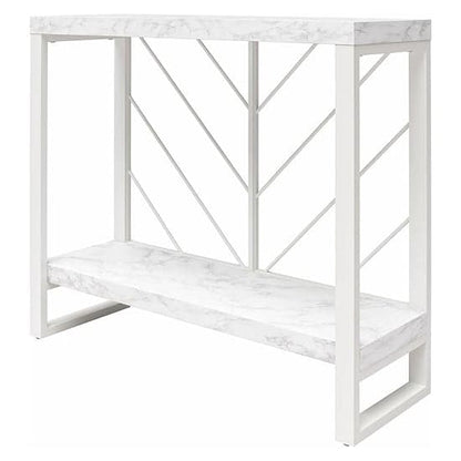 Brielle Wooden Console Table In White Faux Marble Effect