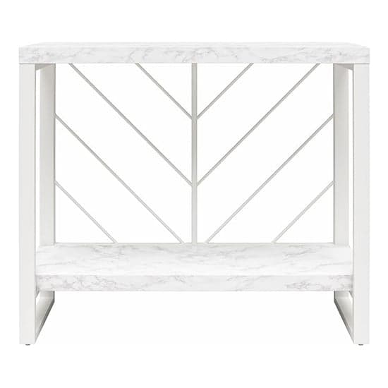 Brielle Wooden Console Table In White Faux Marble Effect