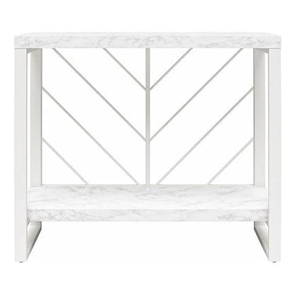 Brielle Wooden Console Table In White Faux Marble Effect