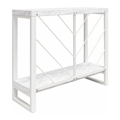 Brielle Wooden Console Table In White Faux Marble Effect