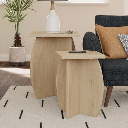 Voler Wooden Nest Of 2 Tables In Light Oak