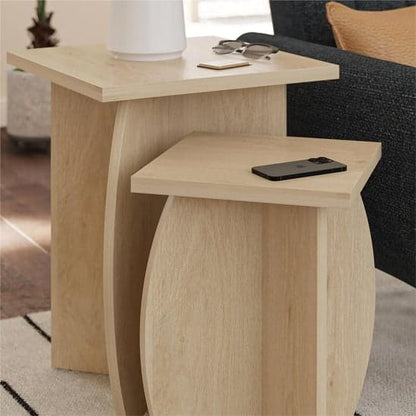 Voler Wooden Nest Of 2 Tables In Light Oak