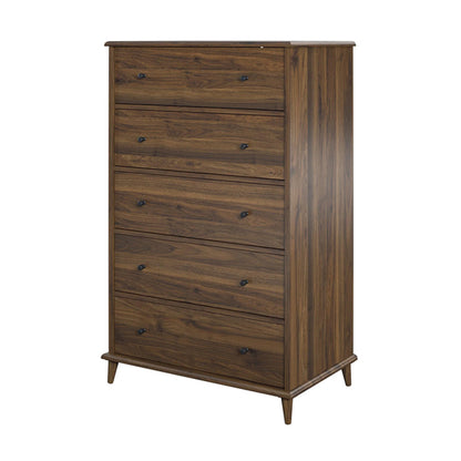 Farnsworth Wooden Chest Of 5 Drawers In Walnut