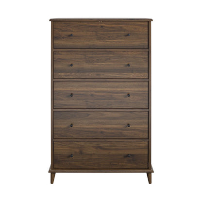Farnsworth Wooden Chest Of 5 Drawers In Walnut