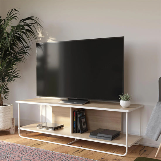 Dante Wooden TV Stand With 2 Shelves In Natural