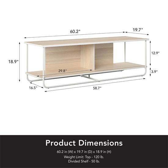 Dante Wooden TV Stand With 2 Shelves In Natural