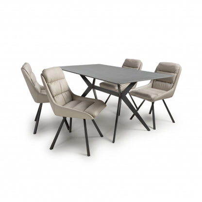 Timor Large Grey Sintered Stone Top Dining Table With 4 Arnhem Cream Chairs
