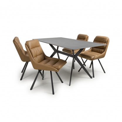 Timor Large Grey Sintered Stone Top Dining Table With 4 Arnhem Tan Chairs