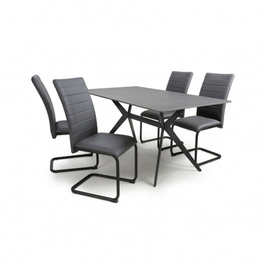 Timor Large Grey Sintered Stone Top Dining Table With 4 Carlisle Grey Chairs