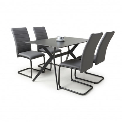 Timor Small Black Sintered Stone Top Dining Table With 4 Carlisle Grey Chairs