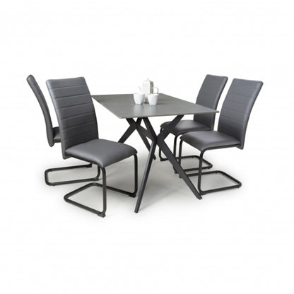Timor Small Grey Sintered Stone Top Dining Table With 4 Carlisle Grey Chairs