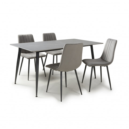 Monaco Large Grey Ceramic Dining Table With 4 Madison Grey Chairs