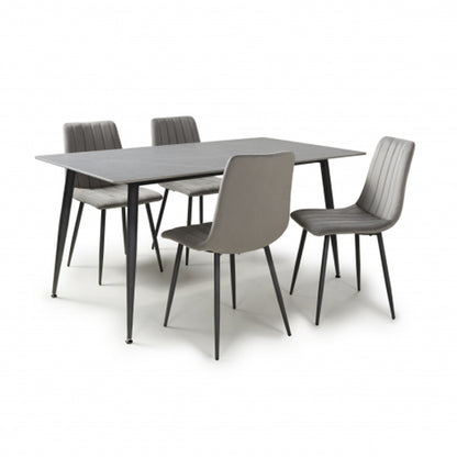 Monaco Large Grey Ceramic Dining Table With 4 Madison Grey Chairs