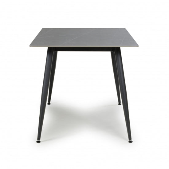 Monaco Small Ceramic Dining Table In Grey Granite Effect With Black Metal Legs