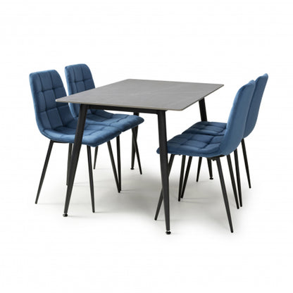 Monaco Small Grey Ceramic Dining Table With 4 Madison Blue Chairs