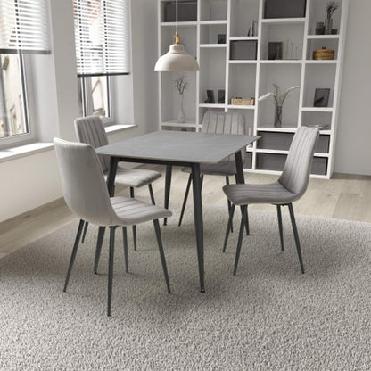 Monaco Small Grey Ceramic Dining Table With 4 Lisbon Grey Chairs