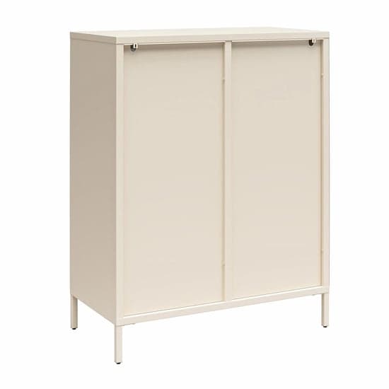Luna Metal Storage Cabinet With 2 Fluted Glass Doors In Parchment