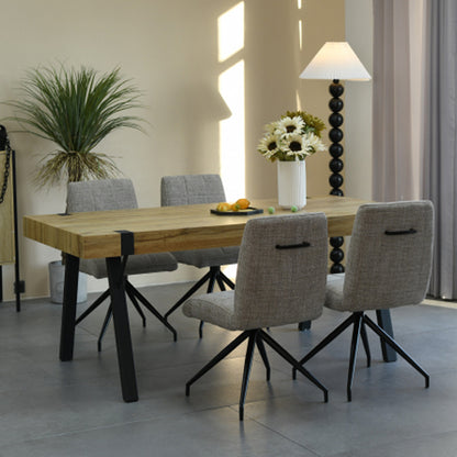 Newark Large Wooden Dining Table With 4 Laurel Oatmeal Chairs