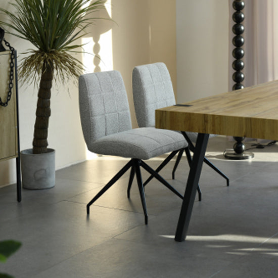 Newark Large Wooden Dining Table With 4 Laurel Smoke Grey Chairs