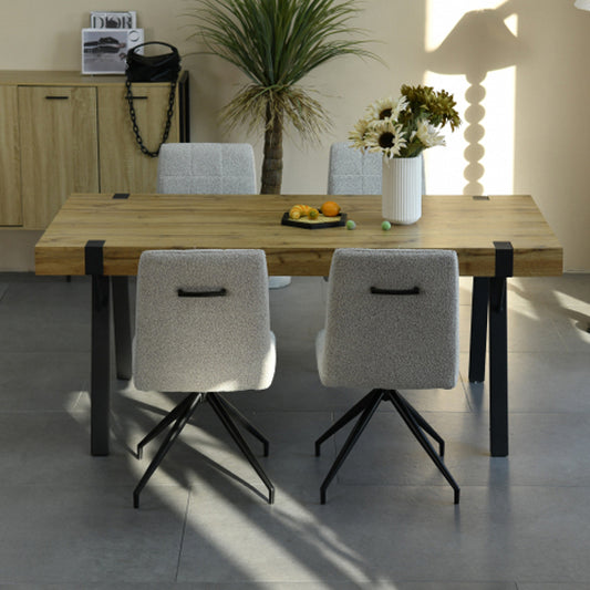 Newark Large Wooden Dining Table With 4 Laurel Smoke Grey Chairs