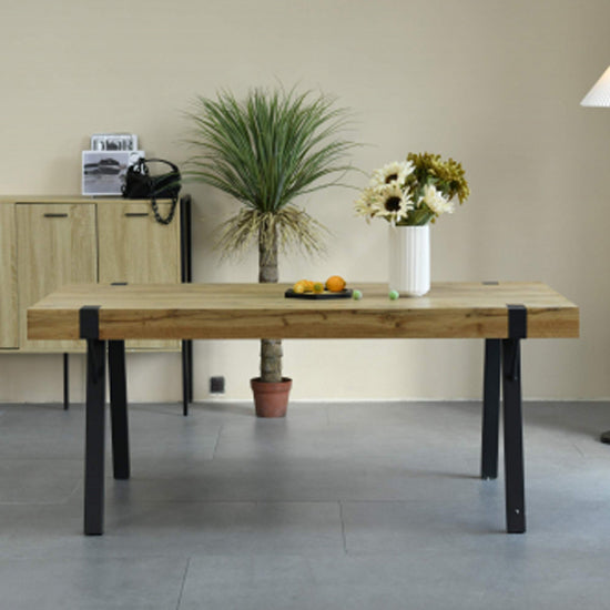 Newark Large Wooden Dining Table In Wood Grain Effect