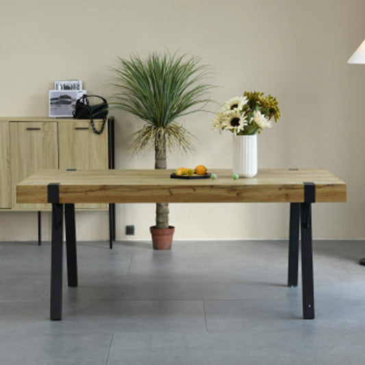 Newark Large Wooden Dining Table In Wood Grain Effect