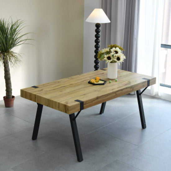 Newark Large Wooden Dining Table In Wood Grain Effect