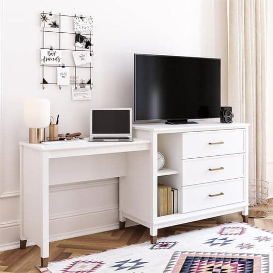 Westerleigh 3 In 1 Wooden TV Stand With 3 Drawers In White