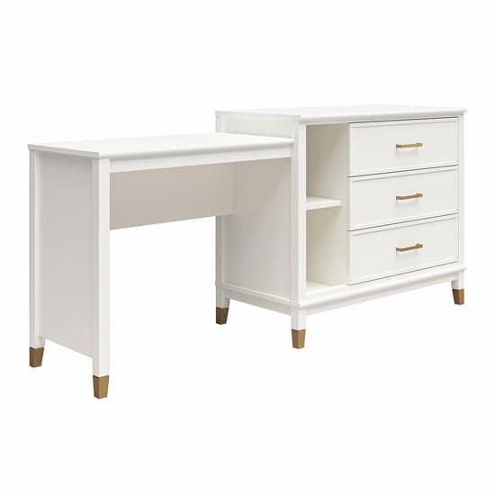 Westerleigh 3 In 1 Wooden TV Stand With 3 Drawers In White