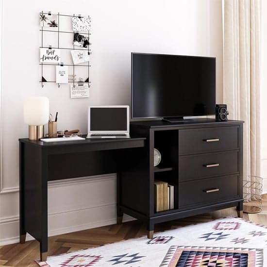 Westerleigh 3 In 1 Wooden TV Stand With 3 Drawers In Black