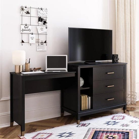 Westerleigh 3 In 1 Wooden TV Stand With 3 Drawers In Black