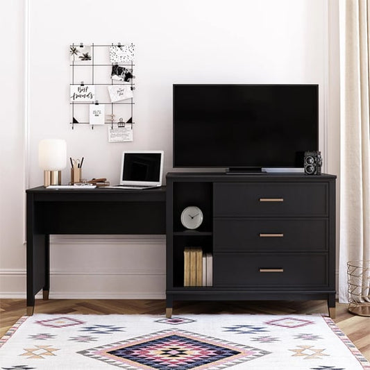 Westerleigh 3 In 1 Wooden TV Stand With 3 Drawers In Black