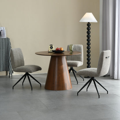 Claremont Walnut Wooden Round Dining Table 4 Marisa Natural Chairs