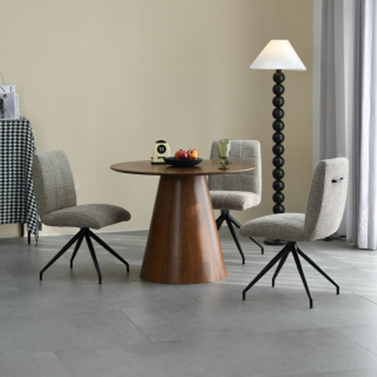 Claremont Walnut Wooden Round Dining Table 4 Marisa Natural Chairs