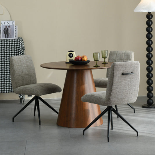 Claremont Walnut Wooden Round Dining Table 4 Marisa Natural Chairs