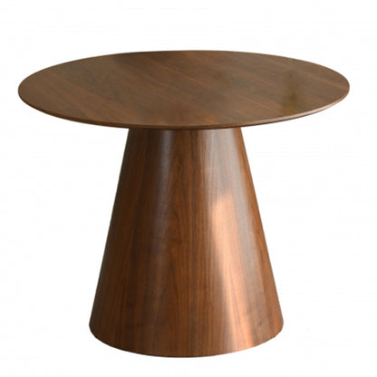 Claremont Round Wooden Dining Table In Walnut Polished Wood Grain Effect