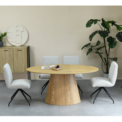 Cleveland Natural Wooden Oval Dining Table With 4 Marisa Natural Chairs