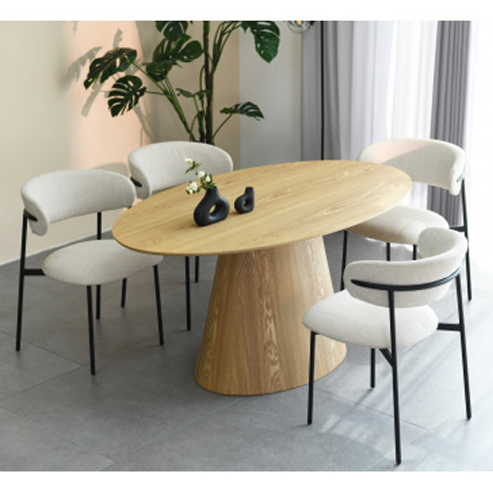 Cleveland Natural Wooden Oval Dining Table With 4 Marisa Natural Chairs