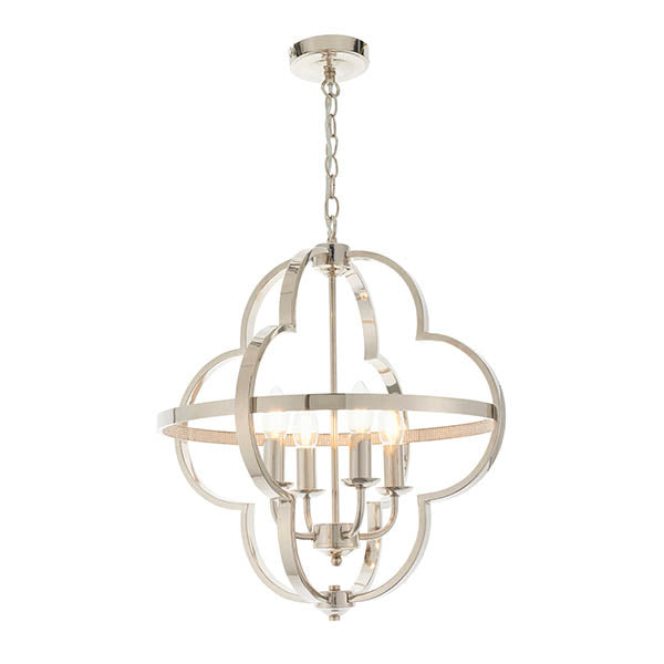 Barton Clear Faceted 4 Lights Ceiling Pendant Light In Bright Nickel