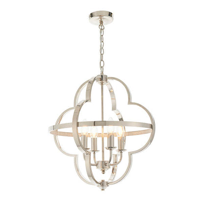Barton Clear Faceted 4 Lights Ceiling Pendant Light In Bright Nickel