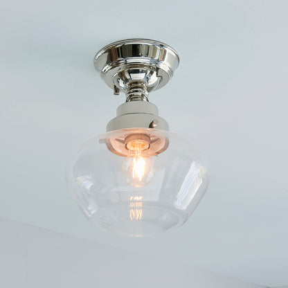 Camberley Clear Glass Shade Semi Flush Ceiling Light In Polished Nickel