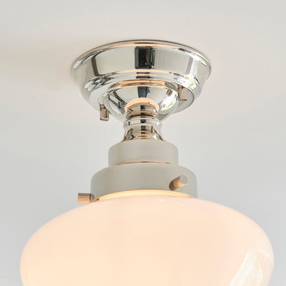 Camberley Opal Glass Shade Semi Flush Ceiling Light In Polished Nickel