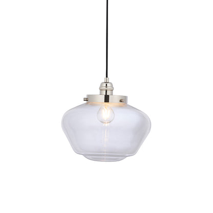 Camberley Clear Glass Shade Ceiling Pendant Light In Polished Nickel