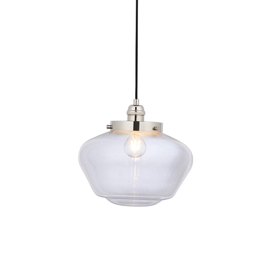 Camberley Clear Glass Shade Ceiling Pendant Light In Polished Nickel
