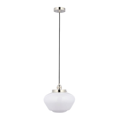 Camberley Opal Glass Shade Ceiling Pendant Light In Polished Nickel