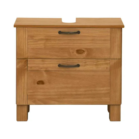Alby Wooden Bathroom Vanity Unit With 2 Drawers In Brown