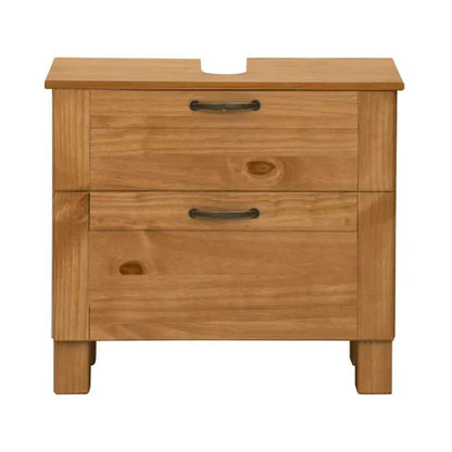 Alby Wooden Bathroom Vanity Unit With 2 Drawers In Brown